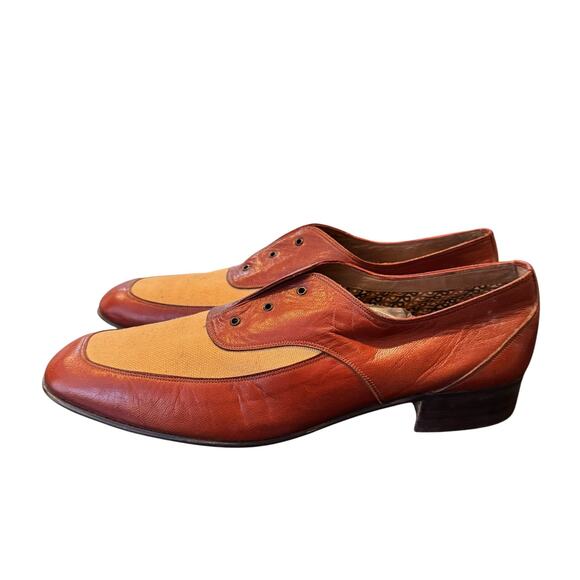Vtg Saks Fifth Avenue 2 Tone Spectator Oxford Shoes Leather Canvas Size 12 main image 5